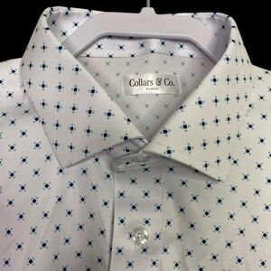 Collars & Co Polo Shirt Mens XL White Performance Preppy Stretch Dress Collar